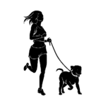 Woman Running with Dog